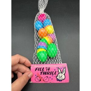 Vintage Fill N‎ Thrill Plastic Easter Eggs Peoria Plastic Co Mesh Bag NOS 1970s